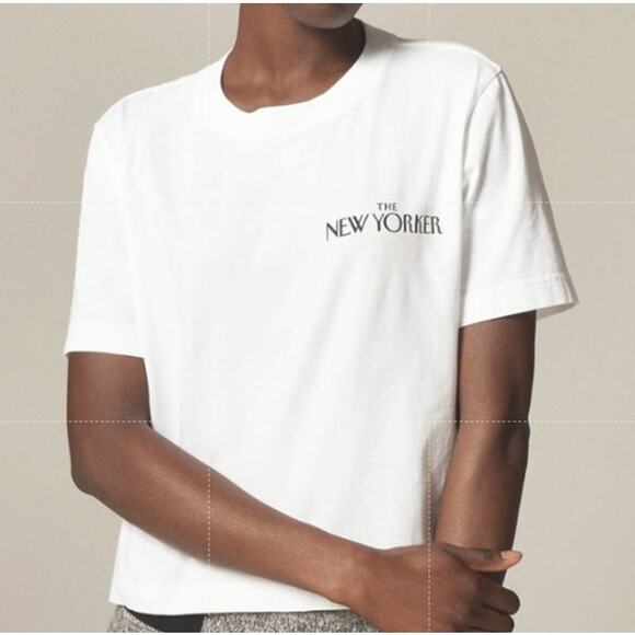 J.Crew X The New Yorker Relaxed-Fit Cartoon Graphic T-Shirt WMNS XS White Cotton - Picture 1 of 8